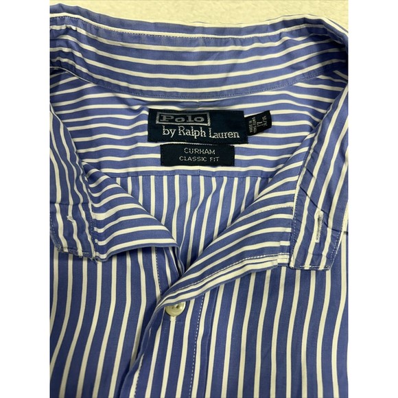 Polo Ralph Lauren Curham Button Up Shirt Classic Fit Blue White Stripe Size XL - Picture 3 of 7